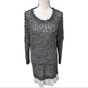 Ryu lace trim sweater dress black and white size S/M